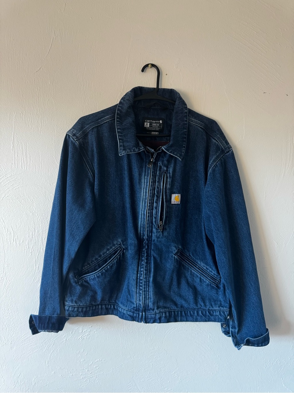 Carhartt Women’s Dark Blue Denim Jacket with Striped Lining - Picture 3 of 6